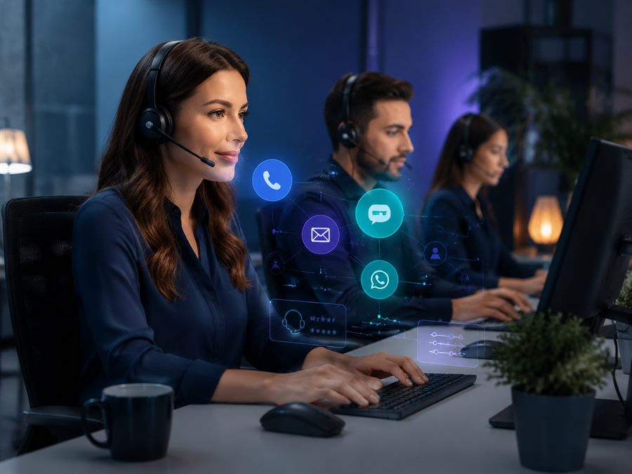 Agente de contact center en operación